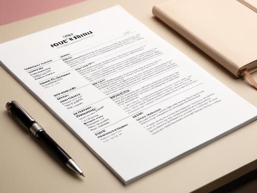 Classic professional resume preview on a desk beside a pen and notebook
